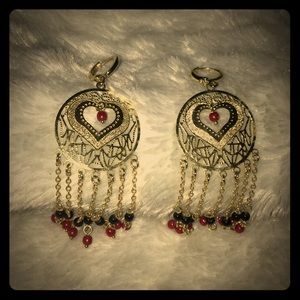 Black and red earrings